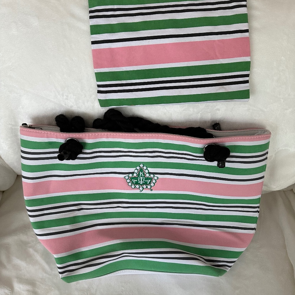 Alpha Kappa Alpha Tote and matching makeup bag PLUS Clinique make up bag set